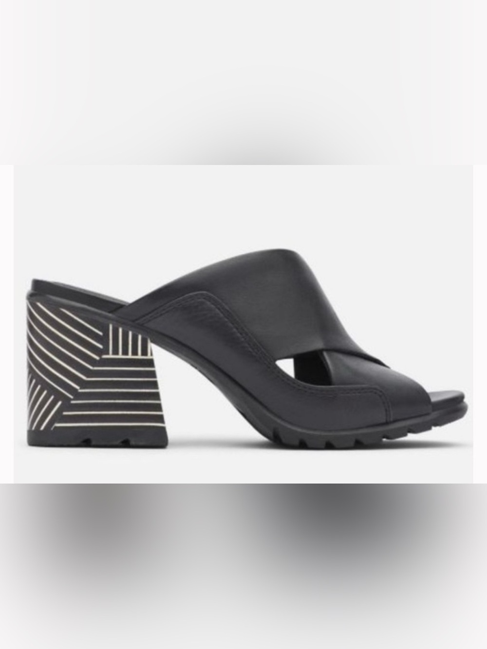 Sorel Nadia black leather mule sandals